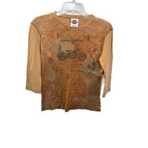 Vintage Harley Davidson Motor Cycles of Nassau Bahamas Women's Gold Shirt Small